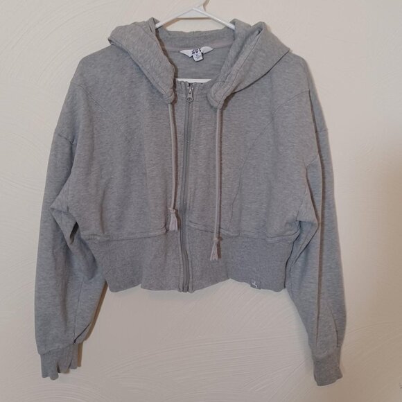 JoyLab Cropped Zip Up Hooded Sweatshirt, Size - XL, Gray - Picture 2 of 5